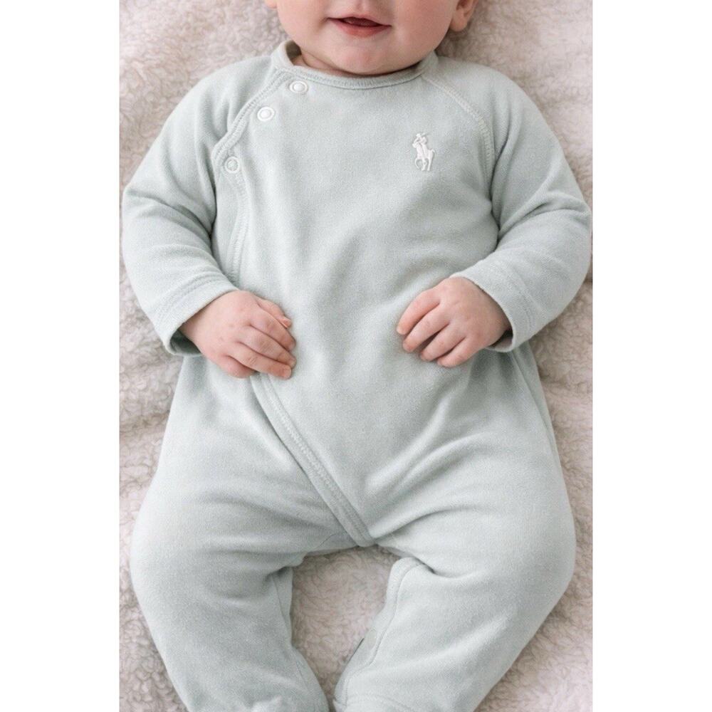 Ralph Lauren Baby 3-6M Mint Green Long Sleeve Outfit 1 Pc Pony Polo Logo Unisex